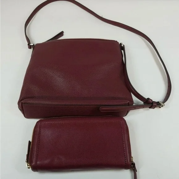 Kate Spade Burgundy Crossbody Bag and Wallet Set - Picture 2 of 5